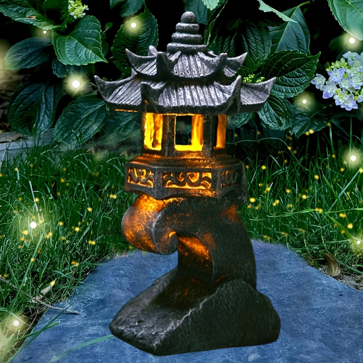 Solar Pagoda Lantern Garden Statue