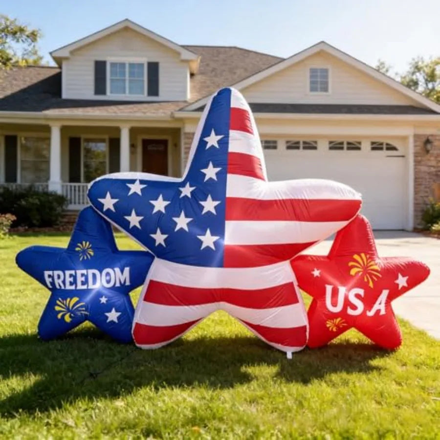 Outdoor 7FT 4th of July inflatable star decoration with bright LED lights