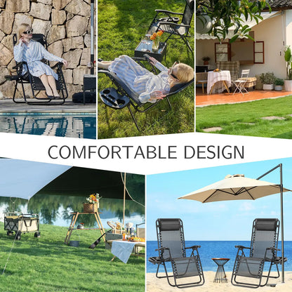 Zero Gravity Portable Recliner with Cup Holder Trays and Adjustable Pillow