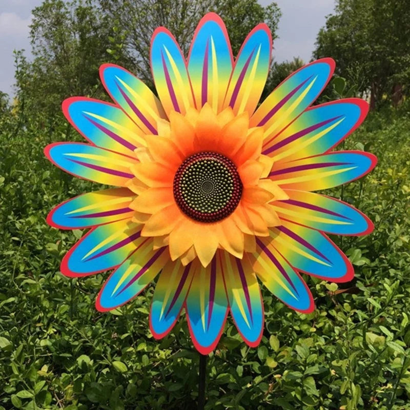 4PCS Outdoor Colorful Sunflower Wind Spinner Stake