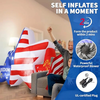 Outdoor 7FT 4th of July inflatable star decoration with bright LED lights