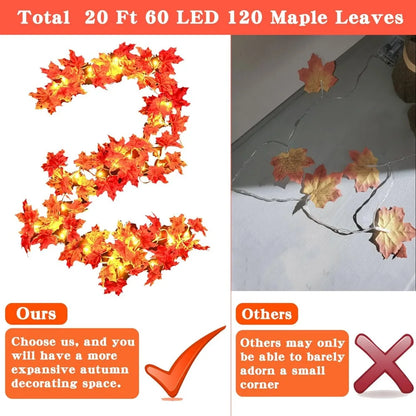 2 Pack Maple Leaf String Lights for Fall Decor
