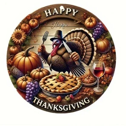 "'Happy Thanksgiving' – 1pc 2D Round Plaque