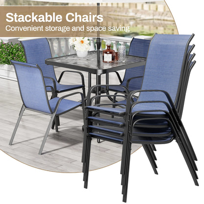 5 Pieces, All Weather Outdoor Patio Dining Set W/ 30"x30" Table and 4 Stackable Chairs