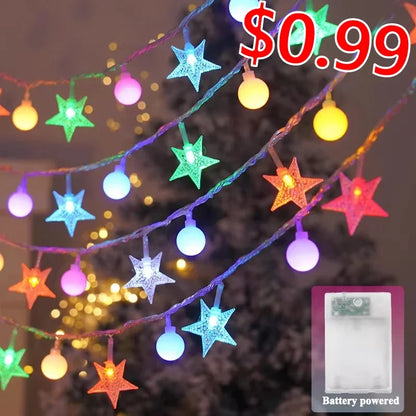 Outdoor Solar Star Crystal Globe String Lights