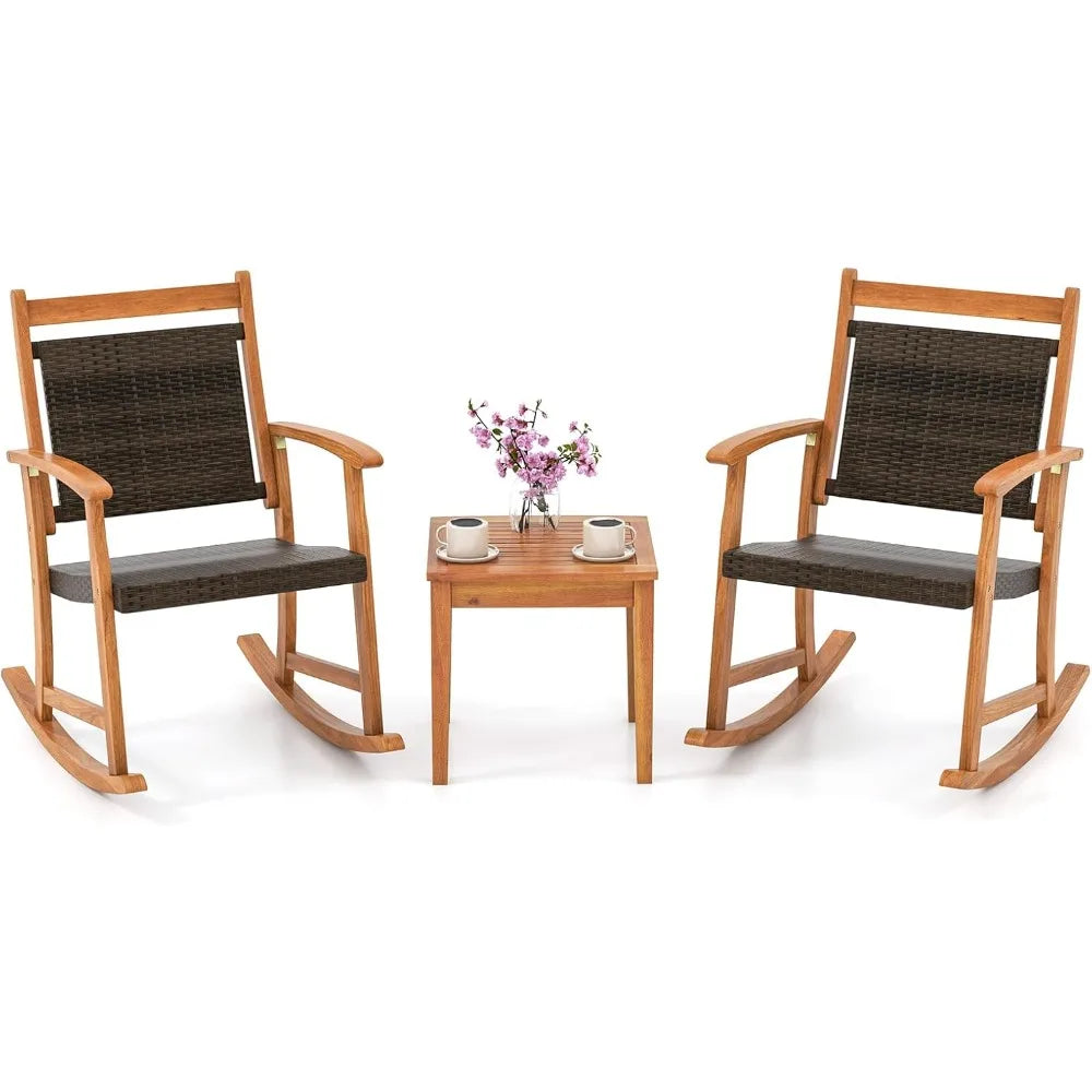 Acacia Wood Rocker with Side Table