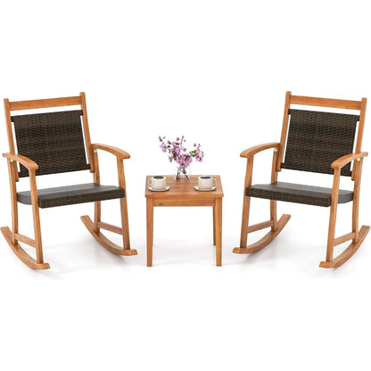Acacia Wood Rocker with Side Table