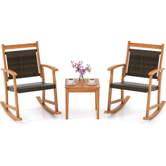 Acacia Wood Rocker with Side Table