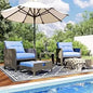5 Pieces Wicker Outdoor Patio Chairs Set with Coffee Table and Ottomans