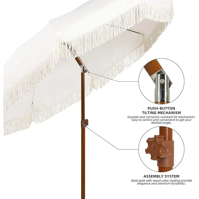 7ft Patio Umbrella with Fringe