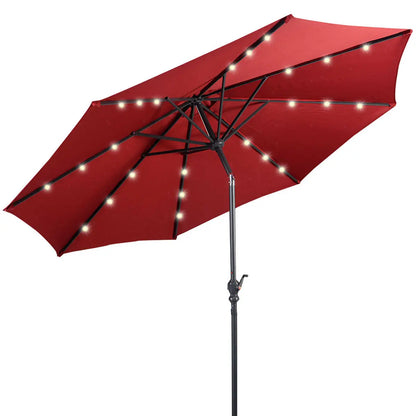 10FT Patio Solar Umbrella with Tilt and Crank