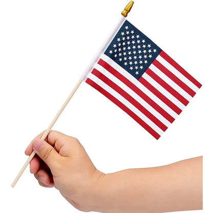 100 Pack Small 4x6 Inch American Flags On Stick