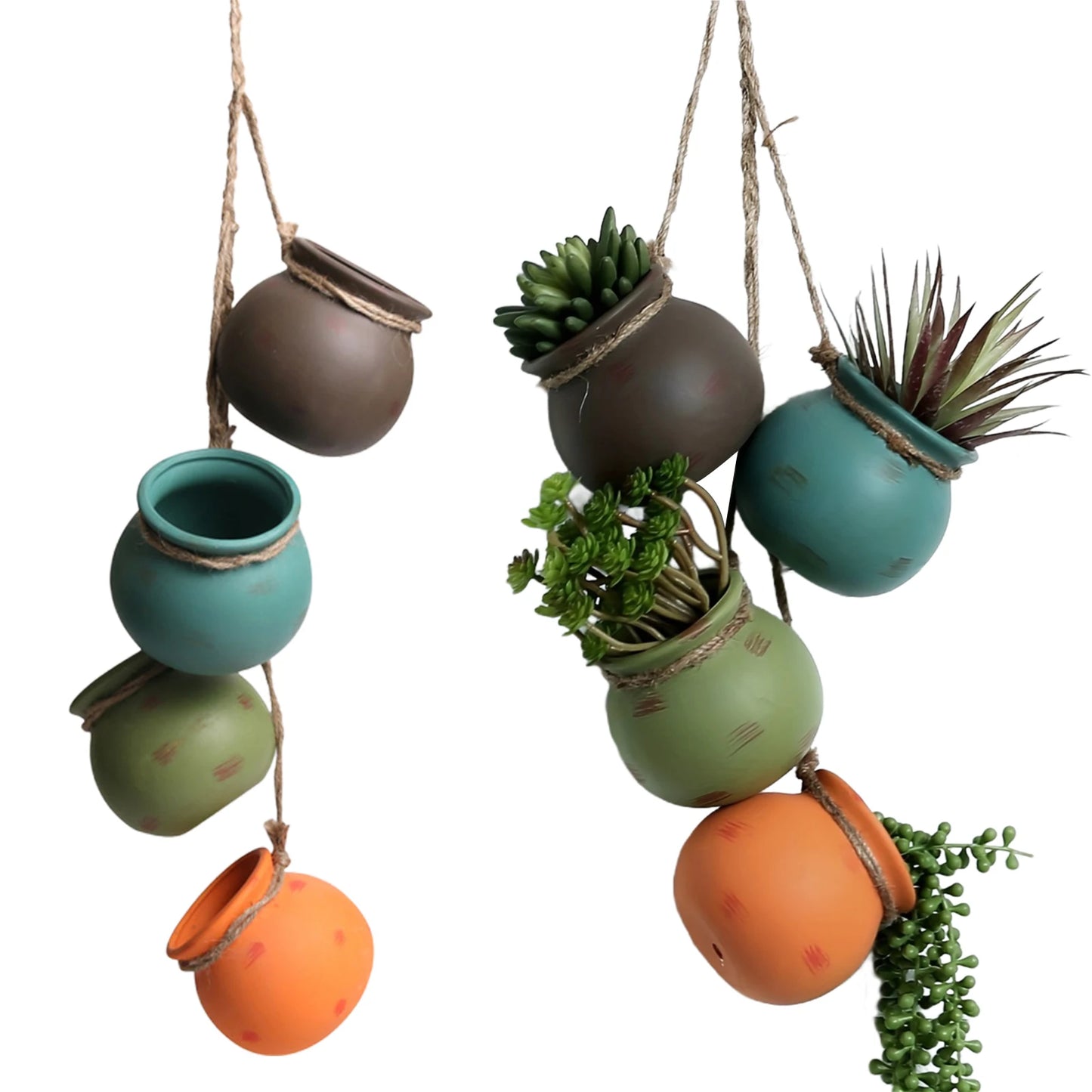 Creative Hanging Flower Pot with Jute Rope for Indoor Outdoor