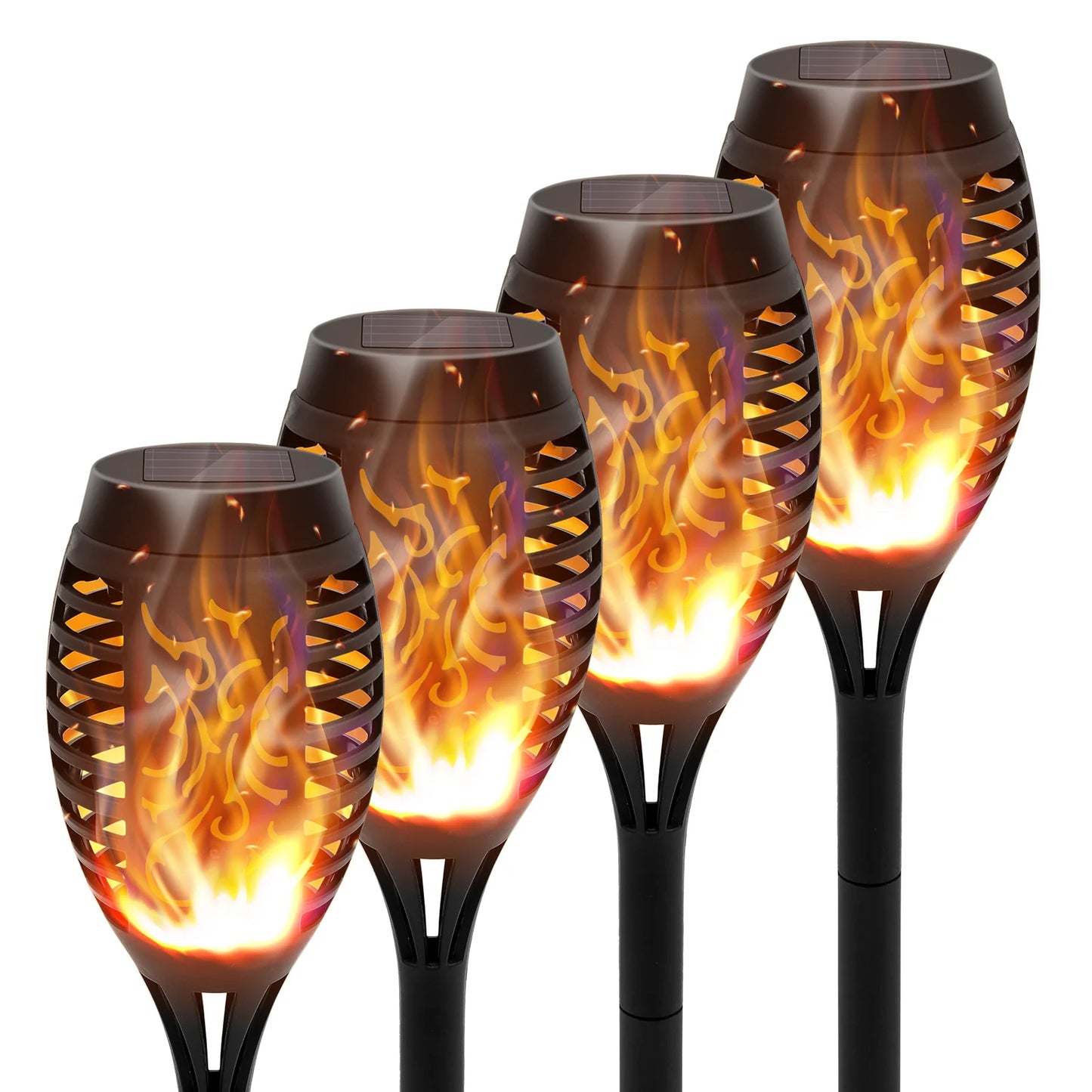 4/6/8/12Pcs Solar Flickering Outdoor Flame Torch Light