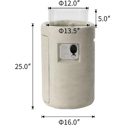 Outdoor Propane Fire Pit Table w/ Glass Wind Guard