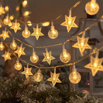 Outdoor Solar Star Crystal Globe String Lights