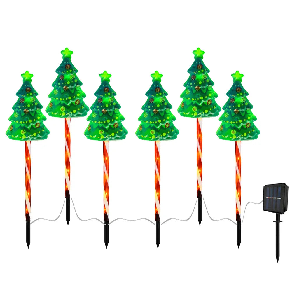 6 Pack LED Solar Powered Xmas Tree Candy Cane Light