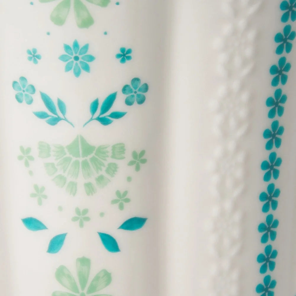 8 Inch Flower Patterned Scallop Planter Ceramic Pot