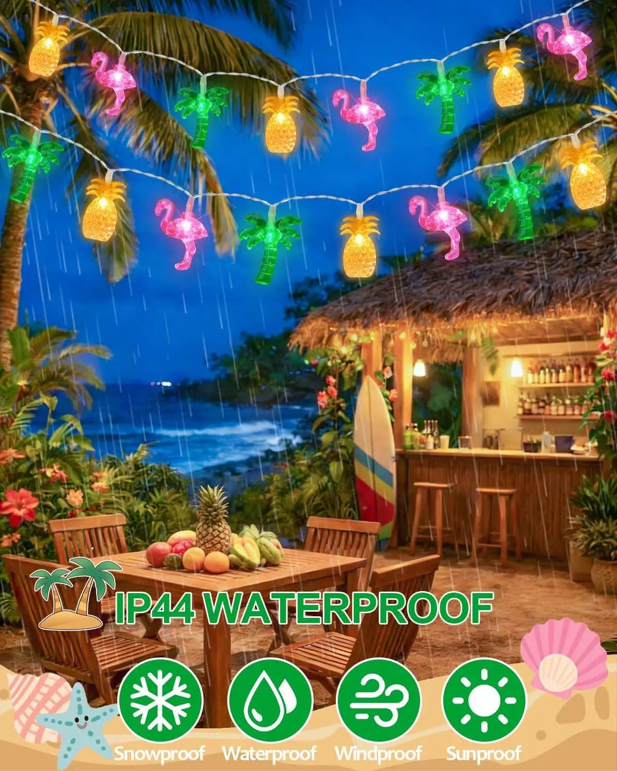 50 LED 25ft Summer Hawaiian Beach String Lights with Remote
