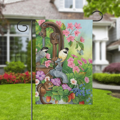 Hummingbird & Flowers Garden Flag