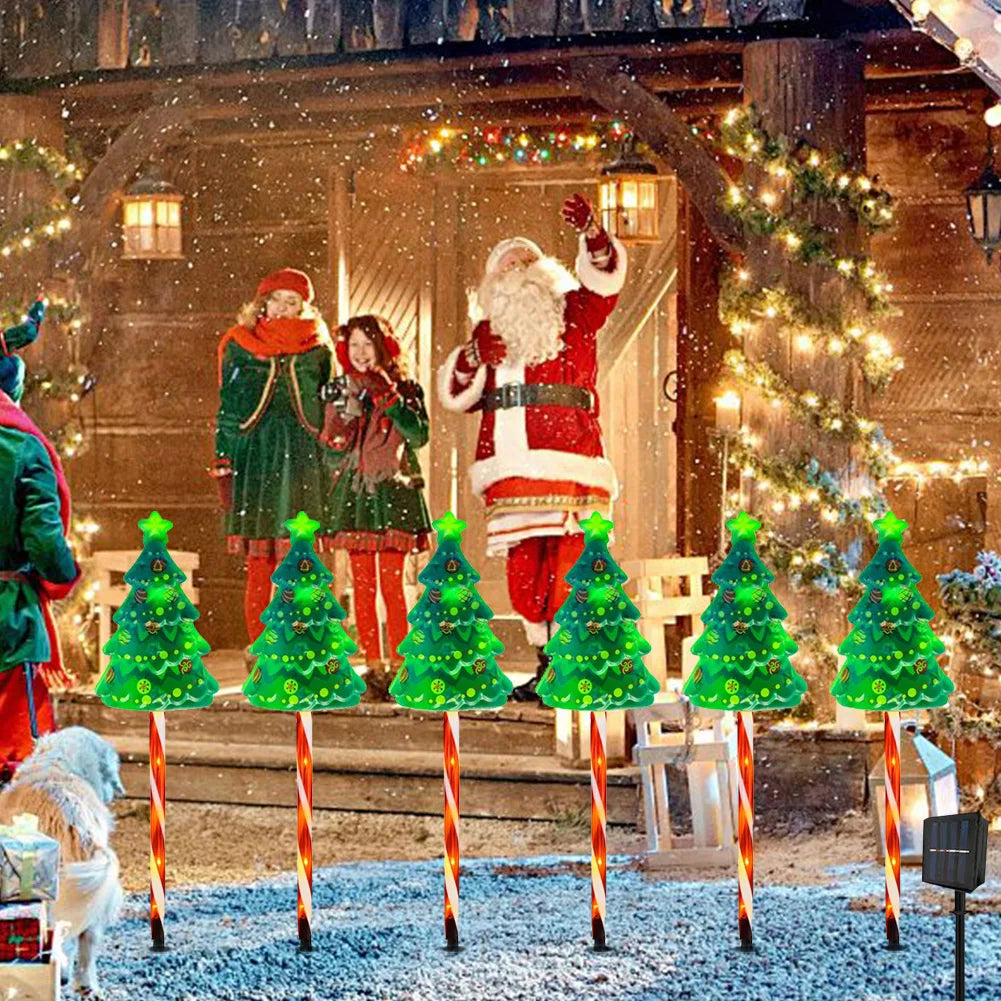 6 Pack LED Solar Powered Xmas Tree Candy Cane Light