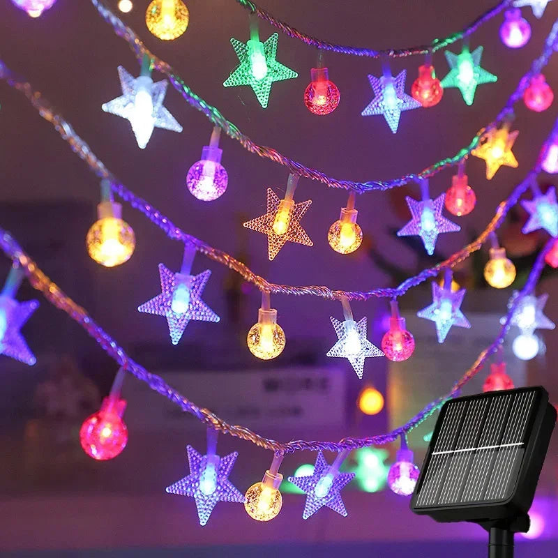 Outdoor Solar Star Crystal Globe String Lights