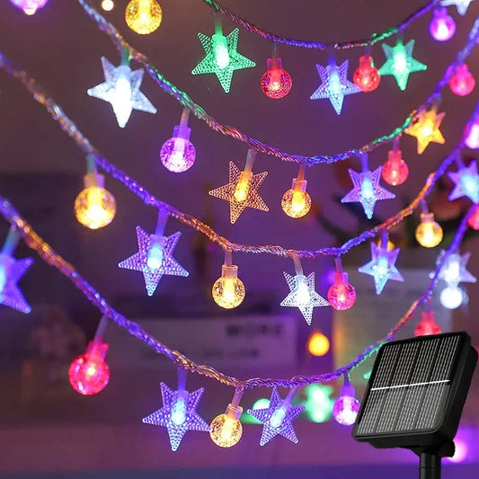 Outdoor Solar Star Crystal Globe String Lights