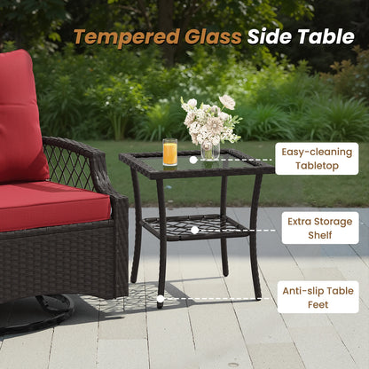 3-Piece Swivel Patio Bistro Set with Cushions & Table