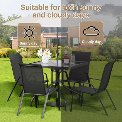5 Pieces, All Weather Outdoor Patio Dining Set W/ 30"x30" Table and 4 Stackable Chairs