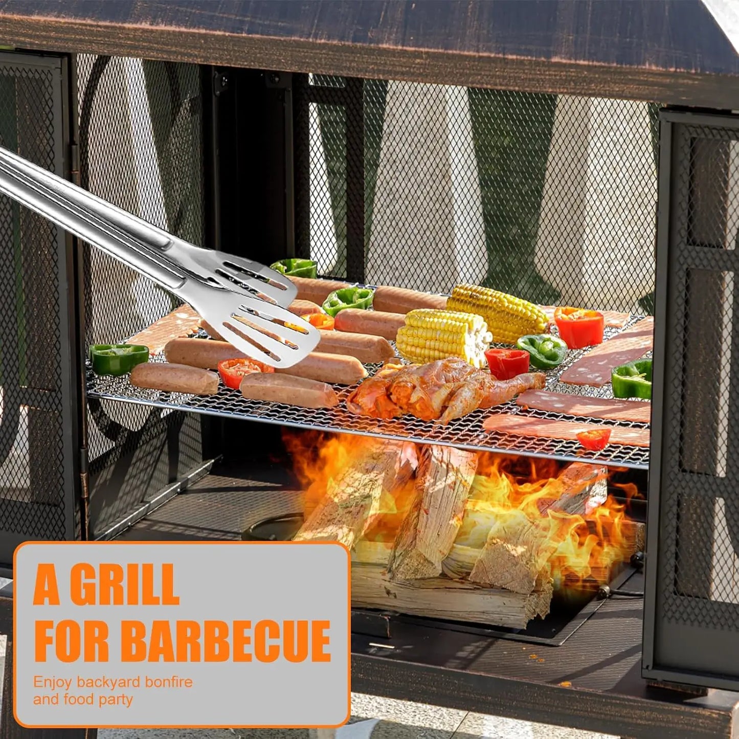 45" H×31''W Metal Chiminea Fire Pit with Grill