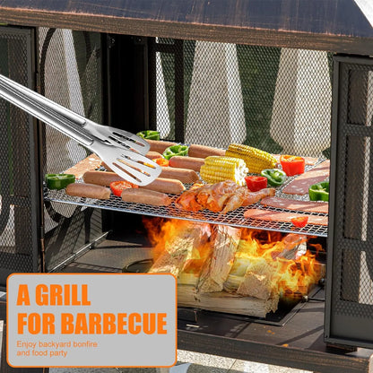 45" H×31''W Metal Chiminea Fire Pit with Grill