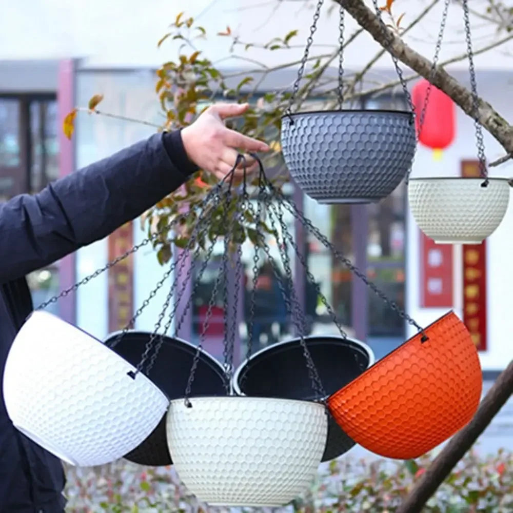 New Plastic Imitation Weaving Hanging Flower Basket